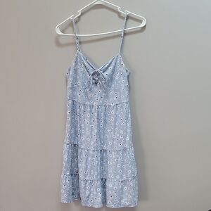 No Boundaries Light Blue Floral Tiered Sundress